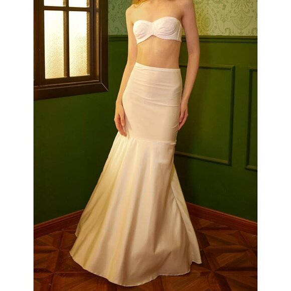 Women 1 Hoop Mermaid Petticoat Fishtail Underskirt Trumpet Crinoline - Picture 4 of 6